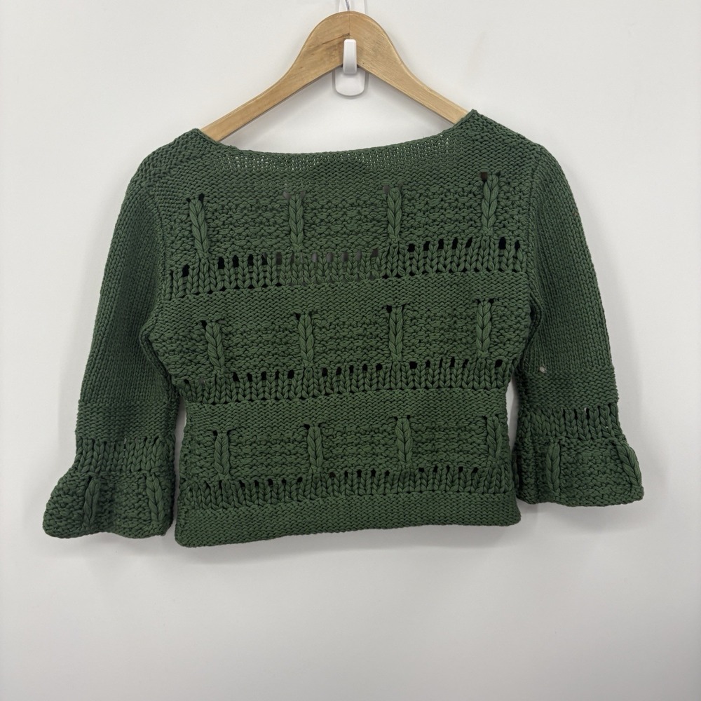 Y2K Sweater Top Women Small Forest Fairy Boho Cropped Twee Indie Green Cottage - Picture 7 of 7